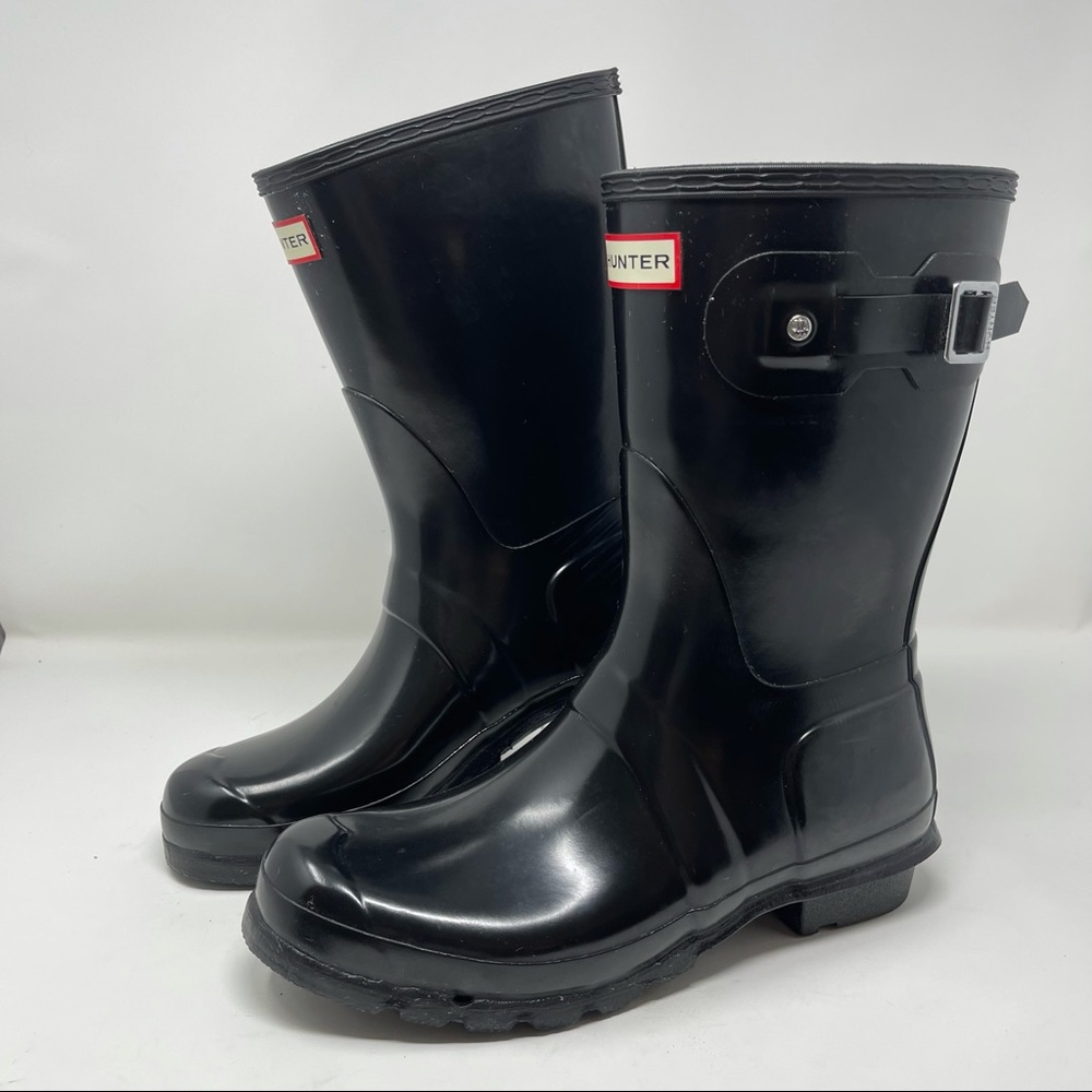 Hunter Original Short Gloss Black Rain Boots US10